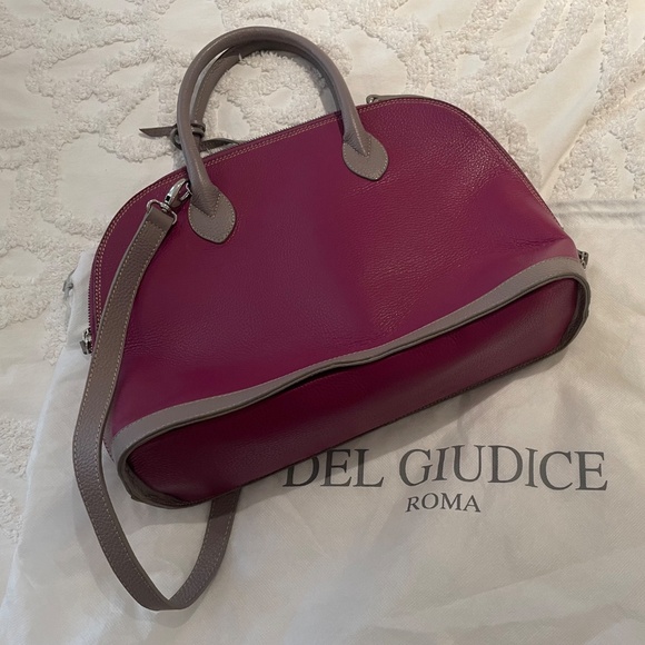 Del Giudice Roma “Sophia 40” Handmade Leather Handbag Magenta/Grey - Picture 5 of 5